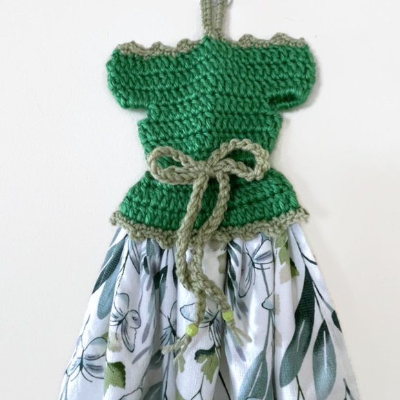 Tea Towel Pot Holder Set, Crochet Hanging Dish Towel, Crochet Pot Holders - Picture 5 of 12